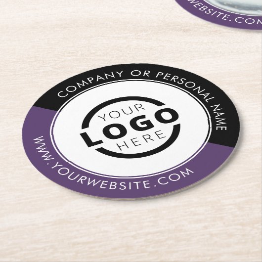 Lila Logo für Werbeaktionen Runder Pappuntersetzer (Angewinkelt)