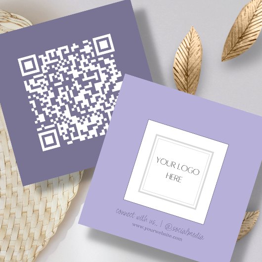 Lila | Logo | QR-Code Quadratische Visitenkarte