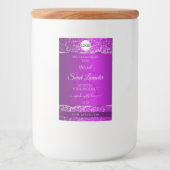 Lila Logoinitialen für Glitzer-Produktzeichen Lebensmitteletikett (Vorderseite)