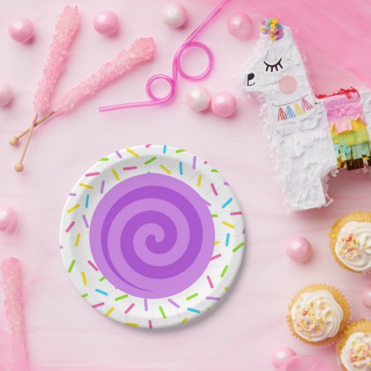 Lila Lollipop Swirl Candy Sprinkle Party Teller (Party)