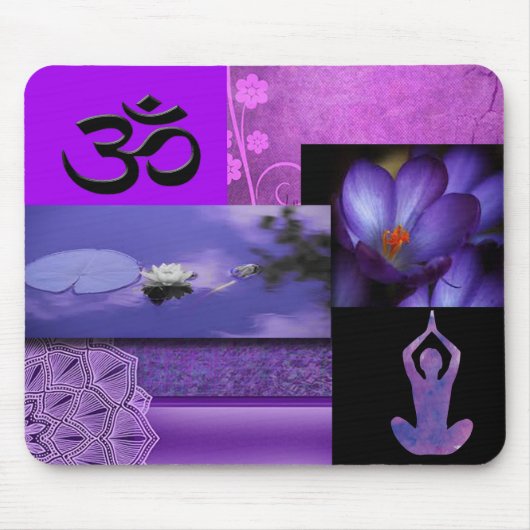 Lila Lotos u. Krone Chakra Meditations-Collage Mousepad (Vorne)