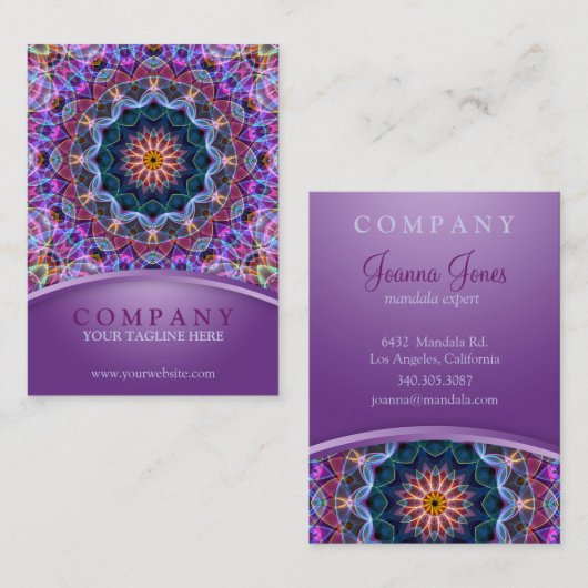 Lila LotosMandala chubby Visitenkarte (Vorne/Hinten)