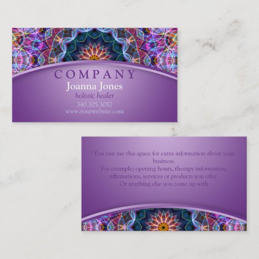 Lila LotosMandala lila Visitenkarte (Vorne/Hinten)