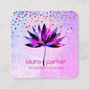 Lila Lotus-Aquarell-Yoga-Massage-Therapeut Quadratische Visitenkarte