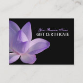 Lila Lotus Bloom auf Black Gift Certificate Rabattkarte (Vorderseite)
