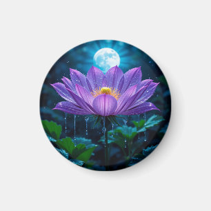 Lila Lotus Blossom unter Mondlicht Magnet