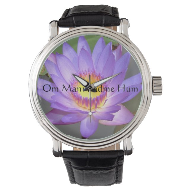 Lila Lotus Blossom Watch Armbanduhr (Vorderseite)