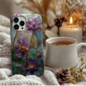 Lila Lotus-Blume-Design aus Hartglas iPhone Hülle