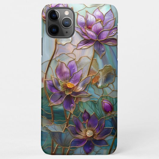 Lila Lotus-Blume-Design aus Hartglas iPhone Hülle (Rückseite)