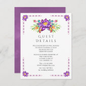 Lila Lotus Blume Indian Wedding Guest Details Begleitkarte (Vorne/Hinten)