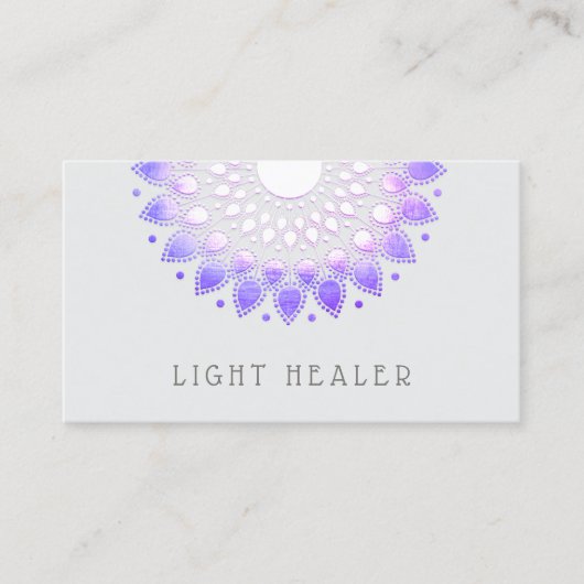 Lila Lotus Blume Mandala Energy Healer Visitenkarte (Vorderseite)