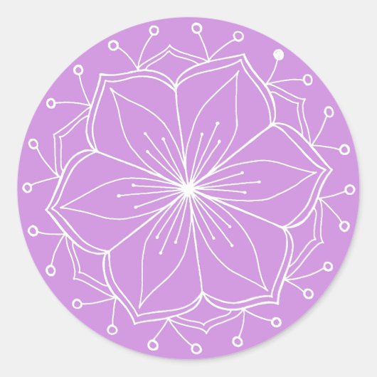 Lila Lotus Blume Mandala Runder Aufkleber (Vorderseite)