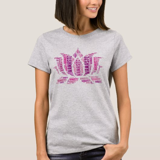 Lila Lotus Blume Namaste Yoga T-Shirt (Vorderseite)