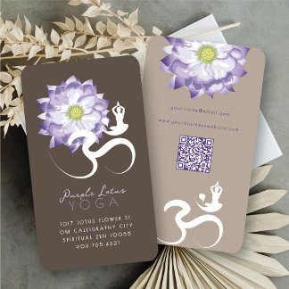 Lila Lotus Blume Spirituelles Yoga Om Logo Symbol Visitenkarte