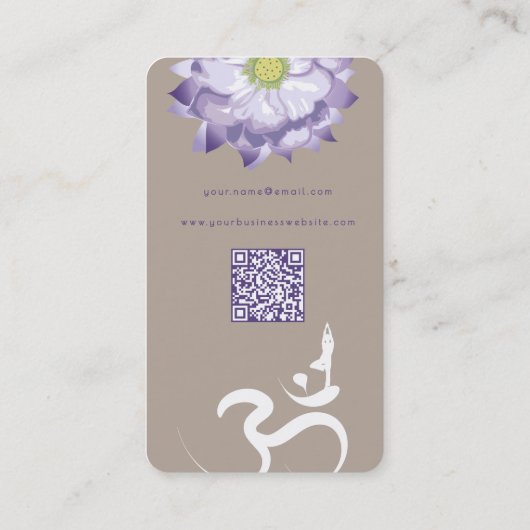 Lila Lotus Blume Spirituelles Yoga Om Logo Symbol Visitenkarte (Rückseite)