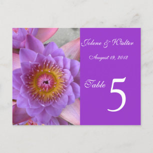 Lila Lotus Blume Tischnummer Card