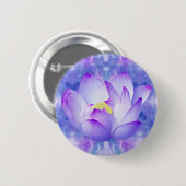 Lila Lotus-Blume und Fraktal-Kristalle Button (Vorne & Hinten)