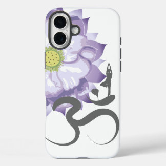 Lila Lotus Blume Yoga & Om/Om Zen Kalligraphie iPhone 16 Plus Hülle