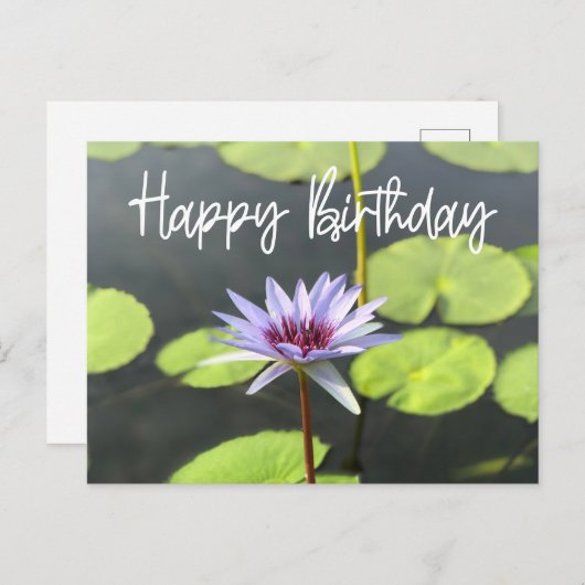 Lila Lotus im Teich Happy Birthday Postkarte (Vorne/Hinten)