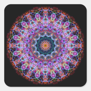Lila Lotus kaleidoscope Quadratischer Aufkleber