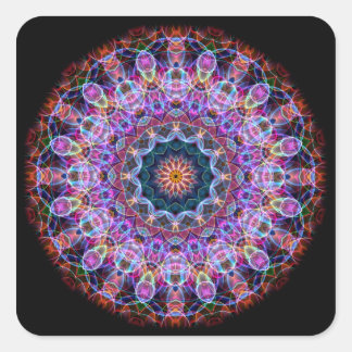 Lila Lotus kaleidoscope Quadratischer Aufkleber