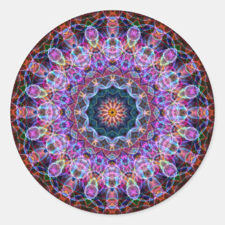 Lila Lotus kaleidoscope Runder Aufkleber