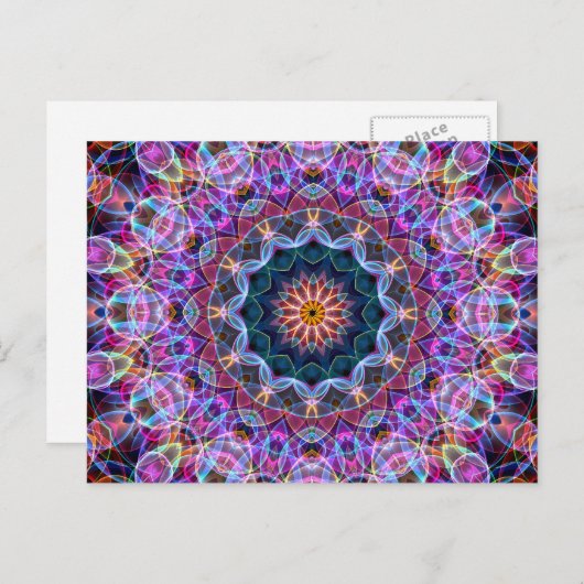 Lila Lotus kaleidoskop Postkarte (Vorne/Hinten)