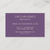 Lila Lotus Muster Massage oder Reiki Practitioner Visitenkarte (Rückseite)