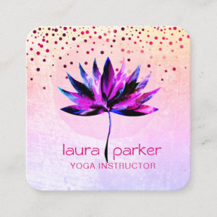 Lila Lotus Wasserfarbe Yoga Massage Therapeut Quadratische Visitenkarte