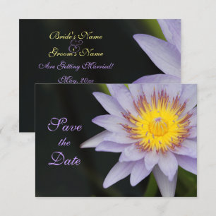Lila Lotusblumen-Hochzeit Terminankündigung Einladung