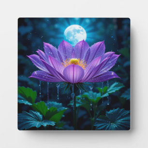 Lila Lotusblüte im Mondlicht Fotoplatte