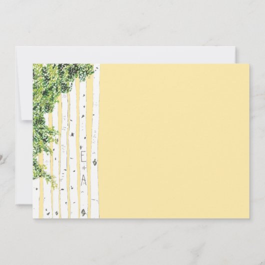 Lila Love Bird Birch Tree Einladung Hochzeit (Rückseite)