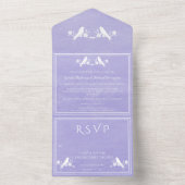 Lila Lovebird-Blüte Alles in einer Hochzeit Einlad All In One Einladung (Innen Boden)