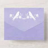 Lila Lovebird-Blüte Alles in einer Hochzeit Einlad All In One Einladung (Rückseite)