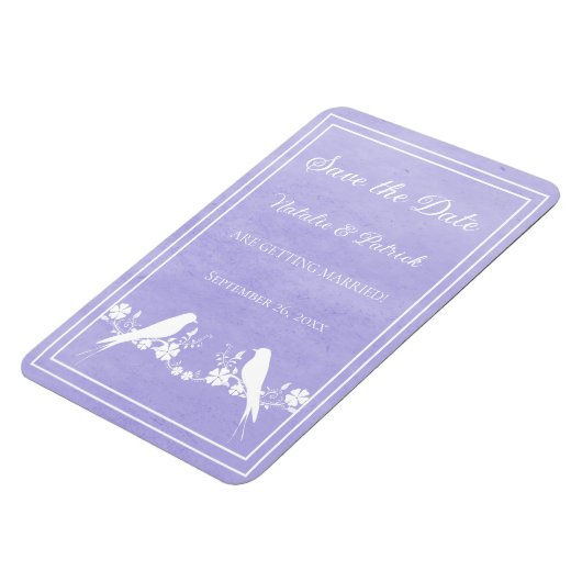 Lila Lovebird-Blüte Speichern Sie das Datumsfenste Magnet (Linke Seite)