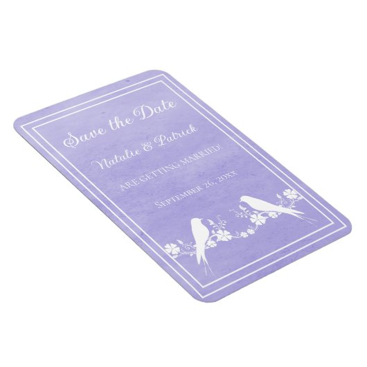 Lila Lovebird-Blüte Speichern Sie das Datumsfenste Magnet (Rechte Seite)