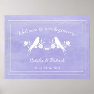 Lila Lovebird Floral Wedding Poster
