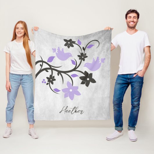 Lila Lovebirds Fleece Blanket (Beispiel)
