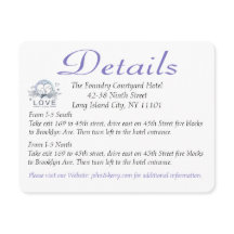 Lila Lovebirds Hochzeitsdetails / Richtungskarten