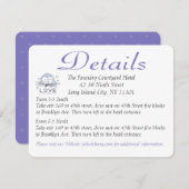 Lila Lovebirds Hochzeitsdetails / Richtungskarten Begleitkarte (Vorne/Hinten)