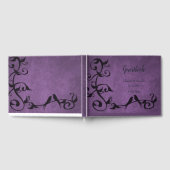 Lila Lovebirds Hochzeitstag Gästebuch (Voll)