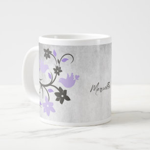 Lila Lovebirds Personalisierte Riesenkaffee Tasse