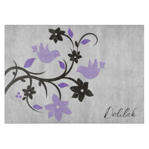 Lila Lovebirds, Personalisierte Schneideplatine Schneidebrett