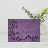 Lila Lovebirds Probe Dinner einladen Einladung (Stehend Vorderseite)