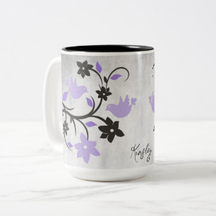 Lila Lovebirds Zwei-Tone-Kaffee-Tasse Zweifarbige Tasse