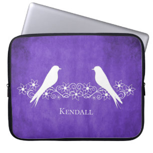 Lila Lovebirts Blumenstrauß Laptopschutzhülle