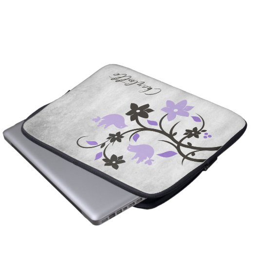 Lila Lovebirts Personalisierter Laptop-Sieb Laptopschutzhülle (Vorne Knopf)