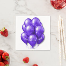 Lila Luftballons Geburtstagsfeier Servietten