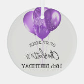 Lila Luftballons zum Geburtstag Ornament Aus Glas (Rückseite)