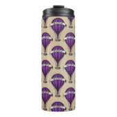 Lila Luftschiffe im Tan-Steampunk-Design Thermosbecher (Vorderseite)
